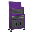 Topchest & Rollcab Combination 6 Drawer with Ball Bearing Slides - Purple/Grey | Pipe Manufacturers Ltd..