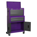 Topchest & Rollcab Combination 6 Drawer with Ball Bearing Slides - Purple/Grey | Pipe Manufacturers Ltd..