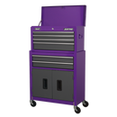 Topchest & Rollcab Combination 6 Drawer with Ball Bearing Slides - Purple/Grey | Pipe Manufacturers Ltd..