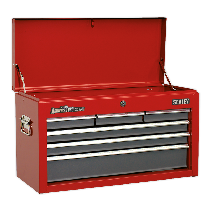 Topchest 6 Drawer with Ball Bearing Slides - Red/Grey | Pipe Manufacturers Ltd..