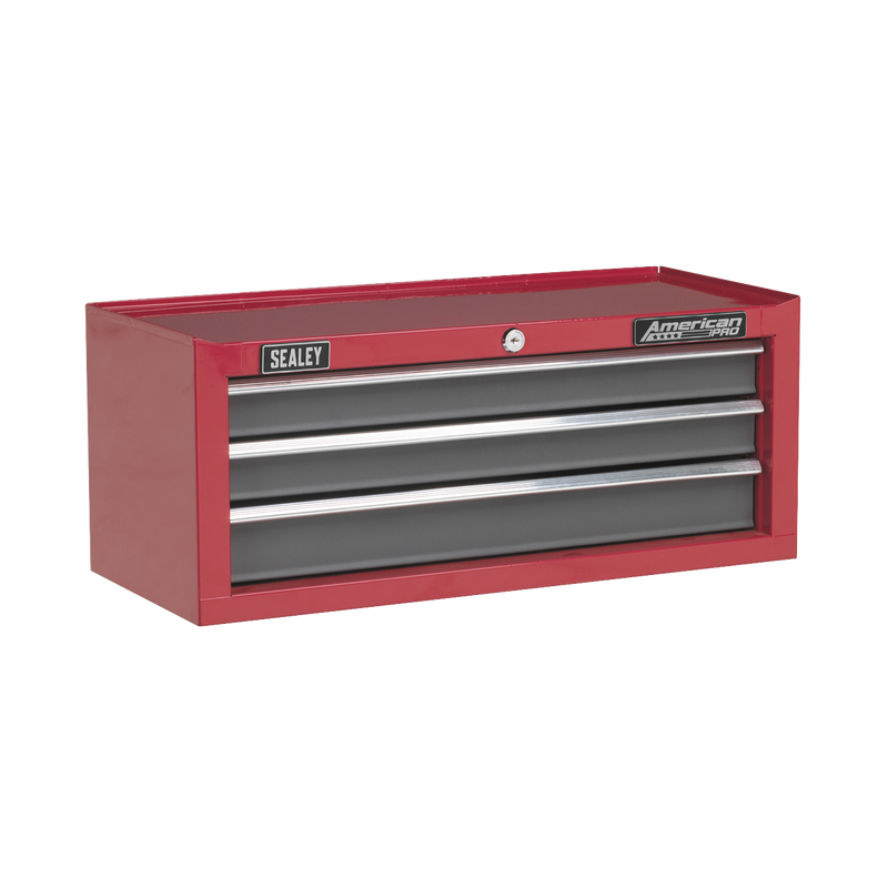 Mid-Box 3 Drawer with Ball Bearing Slides - Red/Grey | Pipe Manufacturers Ltd..