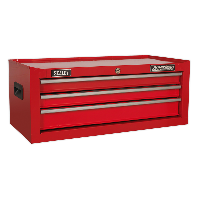 Mid-Box 3 Drawer with Ball Bearing Slides - Red | Pipe Manufacturers Ltd..