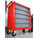 Rollcab 5 Drawer with Ball Bearing Slides - Red/Grey | Pipe Manufacturers Ltd..
