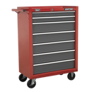 Rollcab 7 Drawer with Ball Bearing Slides - Red/Grey | Pipe Manufacturers Ltd..