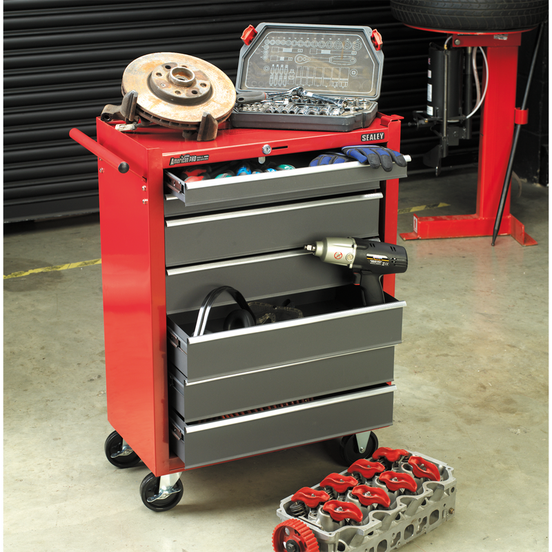 Rollcab 7 Drawer with Ball Bearing Slides - Red/Grey | Pipe Manufacturers Ltd..