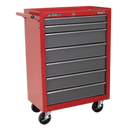 Rollcab 7 Drawer with Ball Bearing Slides - Red/Grey | Pipe Manufacturers Ltd..