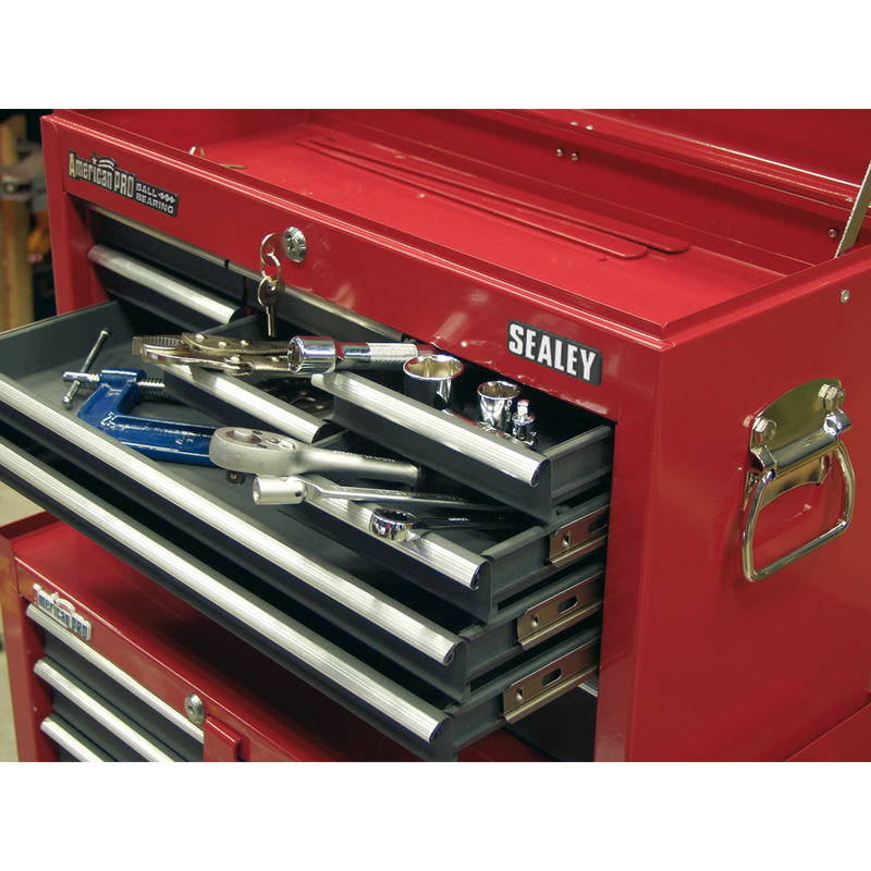 Topchest 9 Drawer with Ball Bearing Slides - Red/Grey | Pipe Manufacturers Ltd..