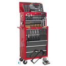 Topchest & Rollcab Combination 14 Drawer with Ball Bearing Slides - Red/Grey & 239pc Tool Kit | Pipe Manufacturers Ltd..