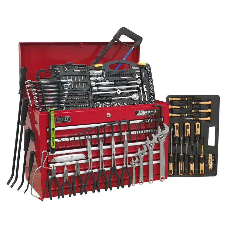 Topchest 5 Drawer with Ball Bearing Slides - Red & 230pc Tool Kit | Pipe Manufacturers Ltd..