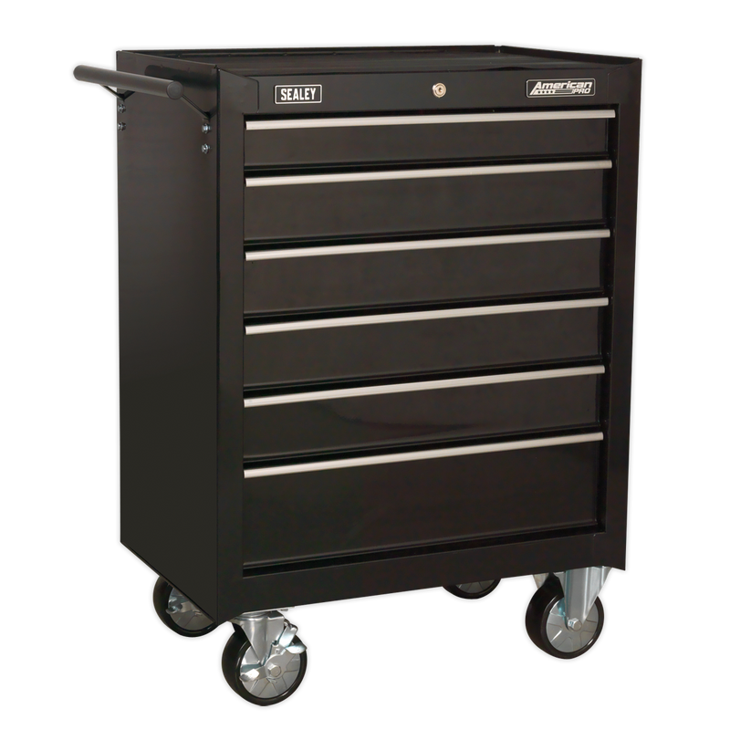 Rollcab 6 Drawer with Ball Bearing Slides - Black | Pipe Manufacturers Ltd..