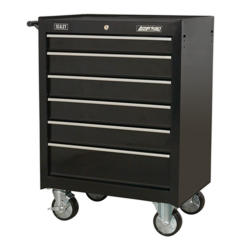 Rollcab 6 Drawer with Ball Bearing Slides - Black | Pipe Manufacturers Ltd..