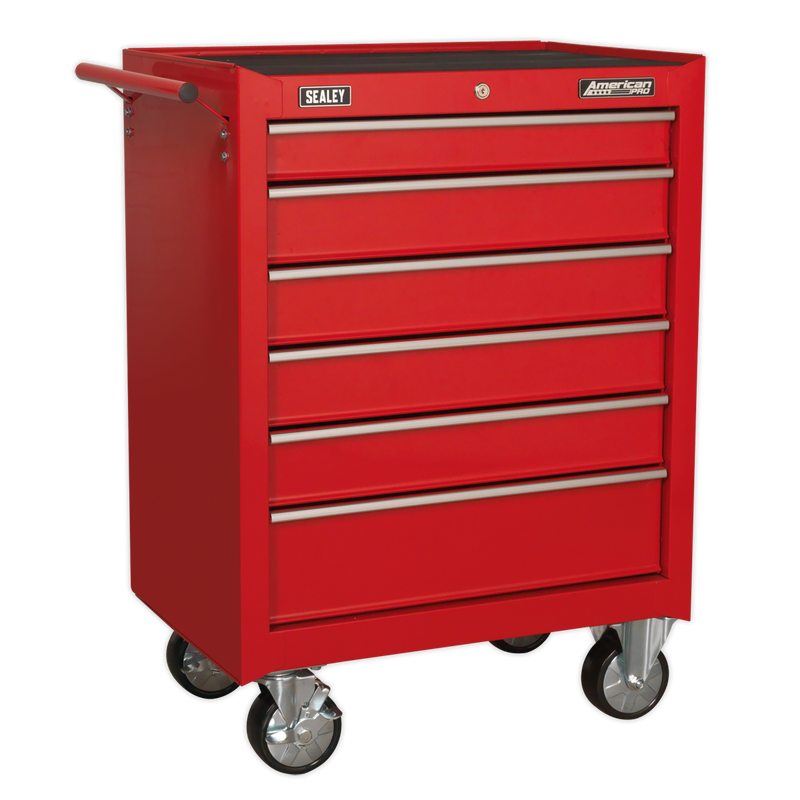 Rollcab 6 Drawer with Ball Bearing Slides - Red | Pipe Manufacturers Ltd..