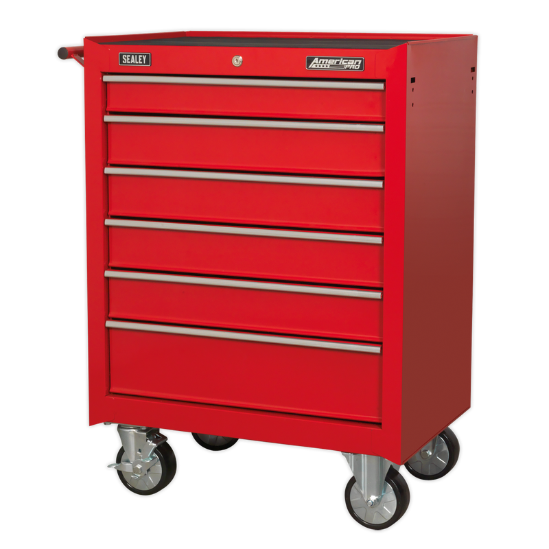 Rollcab 6 Drawer with Ball Bearing Slides - Red | Pipe Manufacturers Ltd..