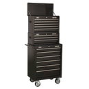 Topchest, Mid-Box & Rollcab 14 Drawer Stack - Black | Pipe Manufacturers Ltd..