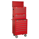 Topchest, Mid-Box & Rollcab 14 Drawer Stack - Red | Pipe Manufacturers Ltd..