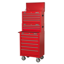 Topchest, Mid-Box & Rollcab 14 Drawer Stack - Red | Pipe Manufacturers Ltd..