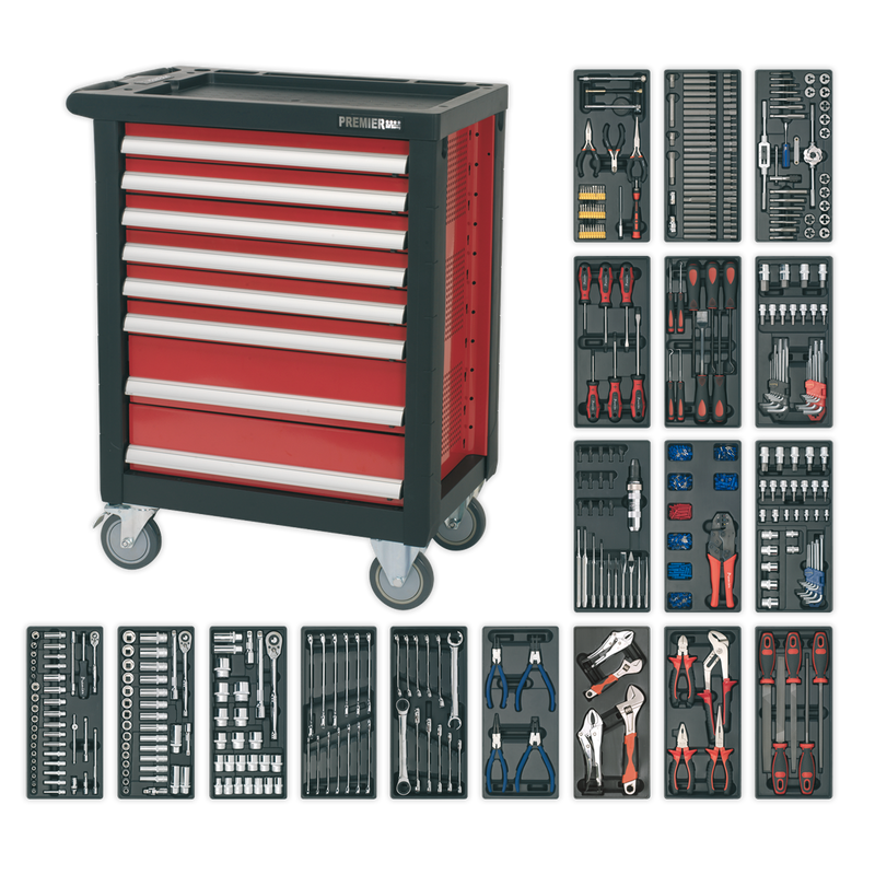 Rollcab 8 Drawer with Ball Bearing Slides & 707pc Tool Kit | Pipe Manufacturers Ltd..