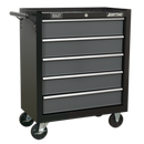 Rollcab 5 Drawer with Ball Bearing Slides - Black/Grey | Pipe Manufacturers Ltd..