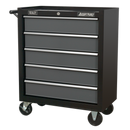 Rollcab 5 Drawer with Ball Bearing Slides - Black/Grey | Pipe Manufacturers Ltd..