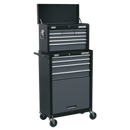 Topchest & Rollcab Combination 13 Drawer with Ball Bearing Slides - Black/Grey | Pipe Manufacturers Ltd..