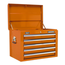 Topchest 5 Drawer with Ball Bearing Slides - Orange | Pipe Manufacturers Ltd..