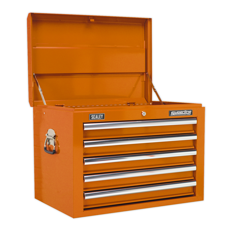 Topchest 5 Drawer with Ball Bearing Slides - Orange | Pipe Manufacturers Ltd..