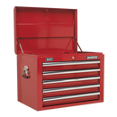 Topchest 5 Drawer with Ball Bearing Slides - Red | Pipe Manufacturers Ltd..