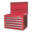 Topchest 5 Drawer with Ball Bearing Slides - Red | Pipe Manufacturers Ltd..