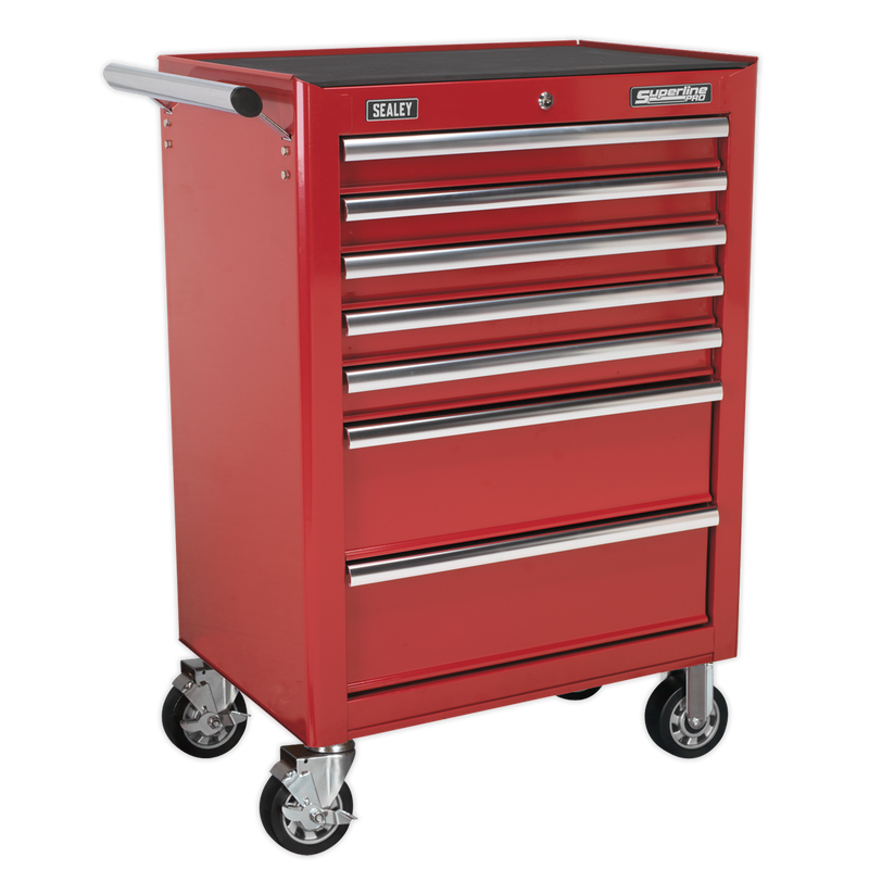 Rollcab 7 Drawer with Ball Bearing Slides - Red | Pipe Manufacturers Ltd..