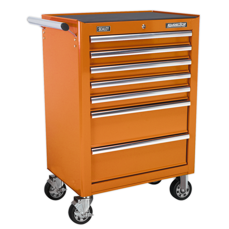 Rollcab 7 Drawer with Ball Bearing Slides - Orange | Pipe Manufacturers Ltd..