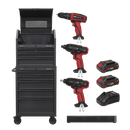 Tool Chest 9 Drawer Combo with Power Bar & 20V Power Tool Kit | Pipe Manufacturers Ltd..