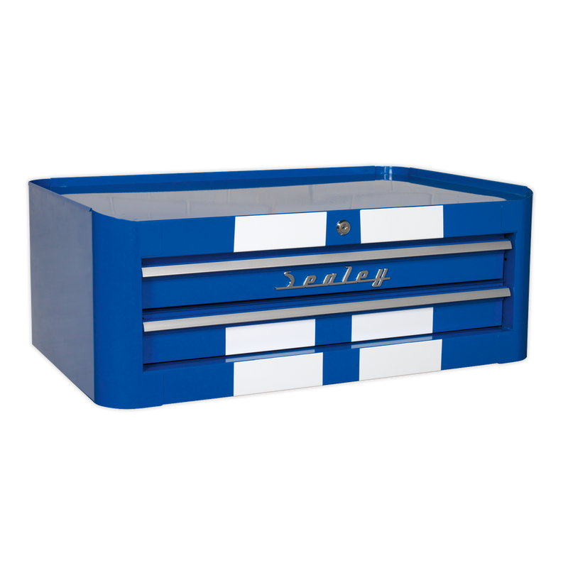 Mid-Box 2 Drawer Retro Style - Blue with White Stripes | Pipe Manufacturers Ltd..