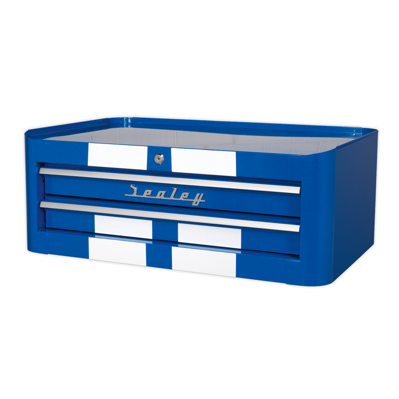Mid-Box 2 Drawer Retro Style - Blue with White Stripes | Pipe Manufacturers Ltd..