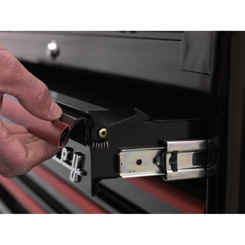 Topchest 4 Drawer Retro Style - Black with Red Anodised Drawer Pulls | Pipe Manufacturers Ltd..