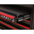 Rollcab 6 Drawer Wide Retro Style - Black with Red Anodised Drawer Pulls | Pipe Manufacturers Ltd..