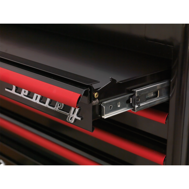 Topchest 4 Drawer Retro Style - Black with Red Anodised Drawer Pulls | Pipe Manufacturers Ltd..