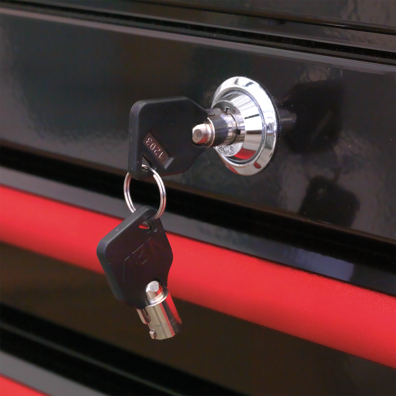 Topchest 4 Drawer Retro Style - Black with Red Anodised Drawer Pulls | Pipe Manufacturers Ltd..