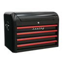 Topchest 4 Drawer Retro Style - Black with Red Anodised Drawer Pulls | Pipe Manufacturers Ltd..