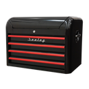 Topchest 4 Drawer Retro Style - Black with Red Anodised Drawer Pulls | Pipe Manufacturers Ltd..