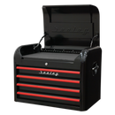 Topchest 4 Drawer Retro Style - Black with Red Anodised Drawer Pulls | Pipe Manufacturers Ltd..