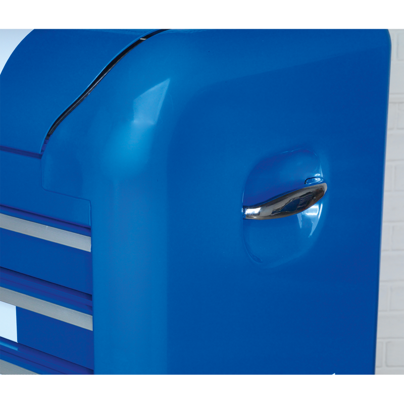 Topchest 4 Drawer Retro Style - Blue with White Stripes | Pipe Manufacturers Ltd..