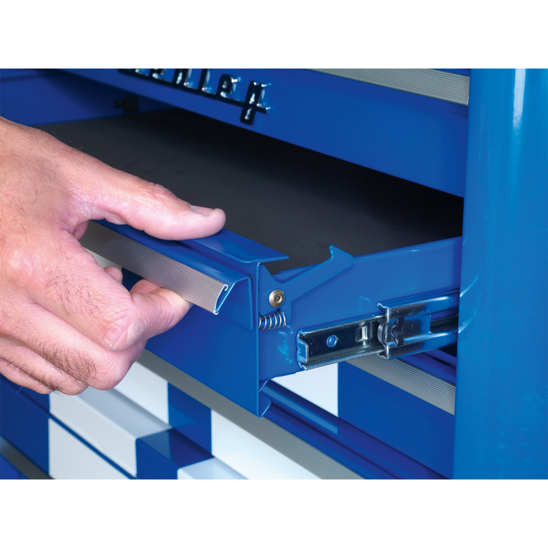 Topchest 4 Drawer Retro Style - Blue with White Stripes | Pipe Manufacturers Ltd..