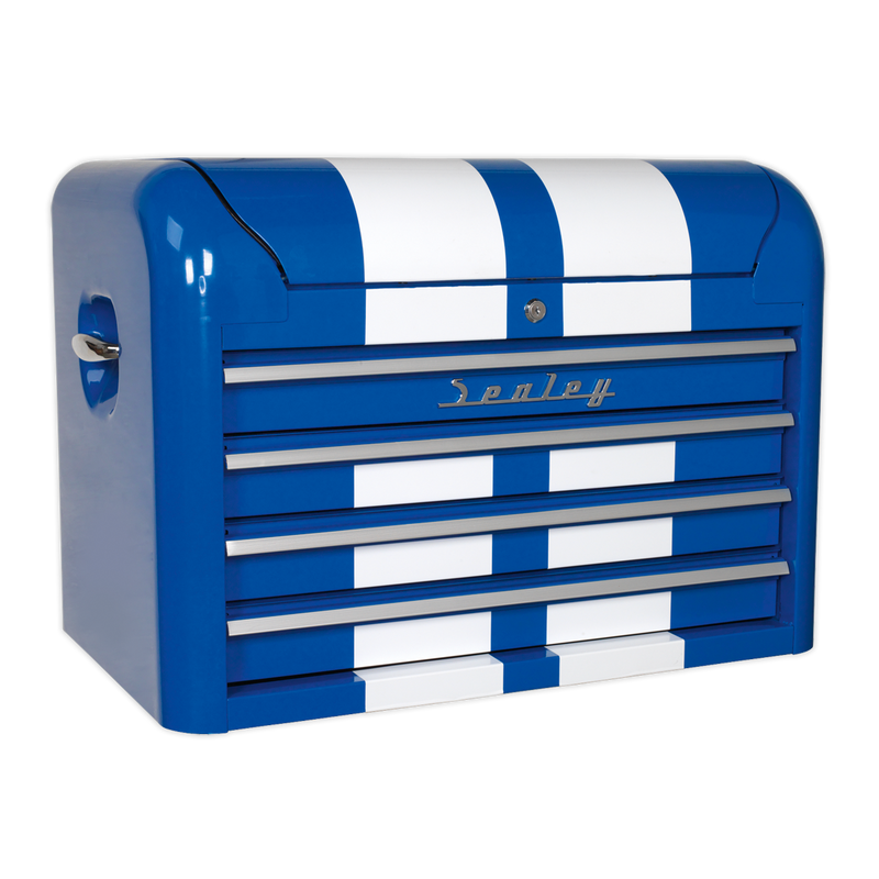 Topchest 4 Drawer Retro Style - Blue with White Stripes | Pipe Manufacturers Ltd..