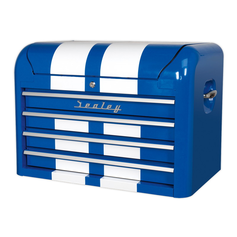 Topchest 4 Drawer Retro Style - Blue with White Stripes | Pipe Manufacturers Ltd..