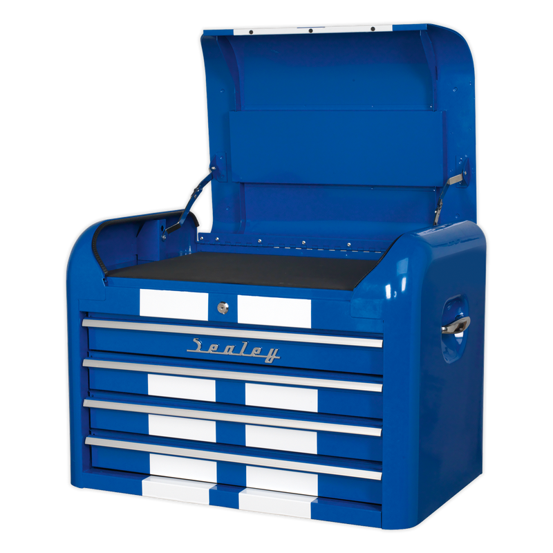 Topchest 4 Drawer Retro Style - Blue with White Stripes | Pipe Manufacturers Ltd..