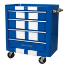 Rollcab 4 Drawer Retro Style - Blue with White Stripes | Pipe Manufacturers Ltd..