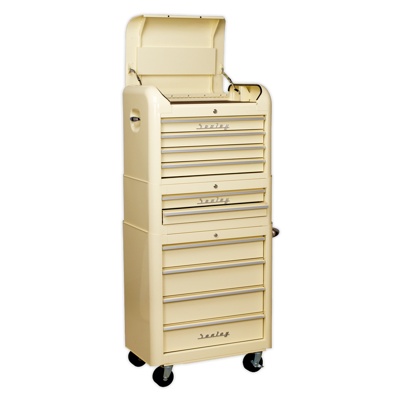 Retro Style Topchest, Mid-Box & Rollcab Combination 10 Drawer Cream | Pipe Manufacturers Ltd..