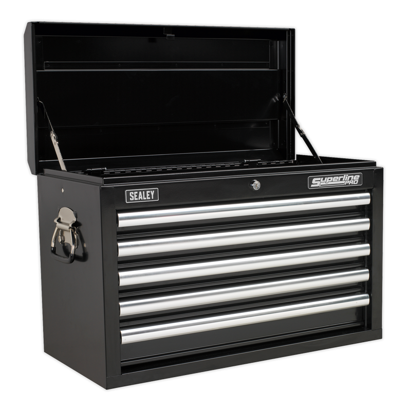 Topchest 5 Drawer with Ball Bearing Slides - Black | Pipe Manufacturers Ltd..