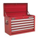 Topchest 5 Drawer with Ball Bearing Slides - Red | Pipe Manufacturers Ltd..
