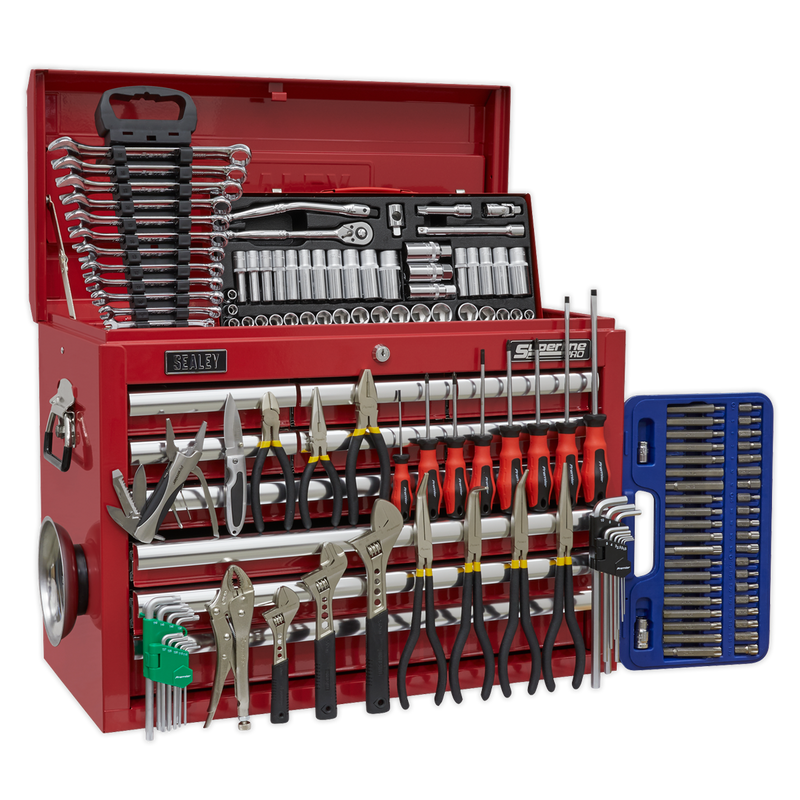 Topchest 10 Drawer with Ball Bearing Slides - Red & 139pc Tool Kit | Pipe Manufacturers Ltd..